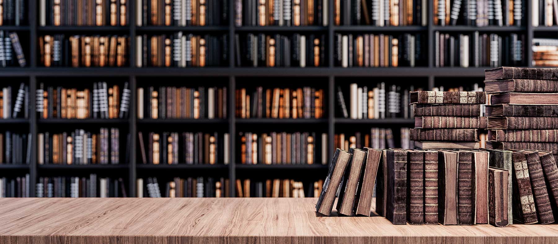 stacks of books and library shelves